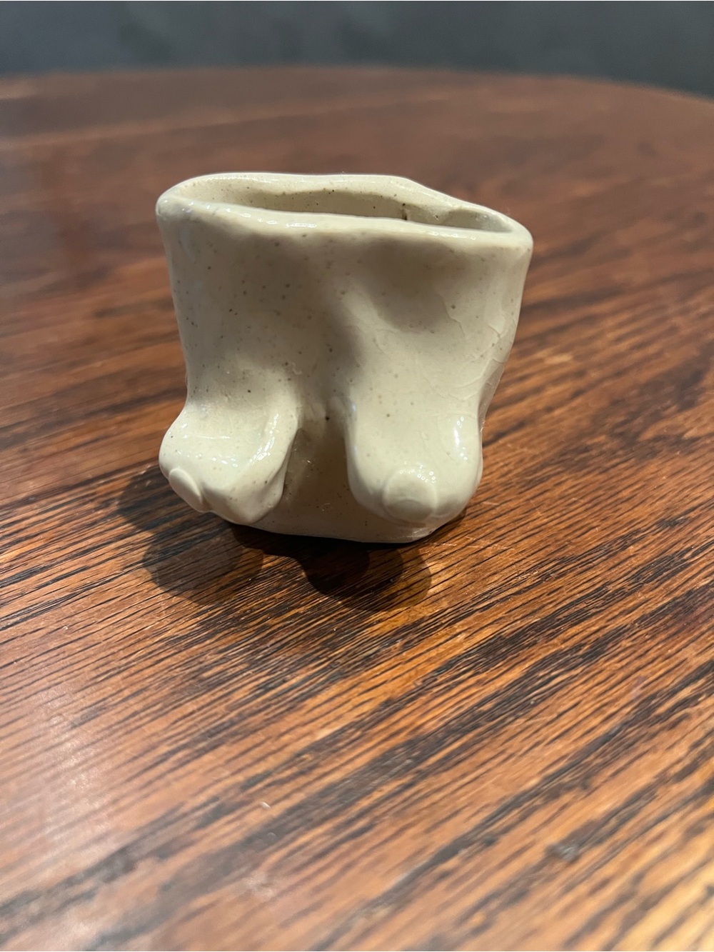 Handmade Cream Ceramic Tealight Holder - Sculptural Home Accent